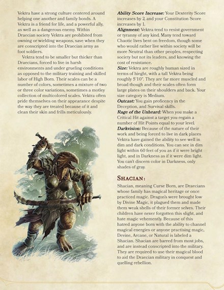 Dragonborn Subraces: Shacian, Vektra, and Draece